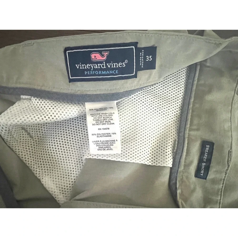 Vineyard Vines Performance Breaker Shorts Khaki‎ Tan Mens 35 Golf Stretch Casual